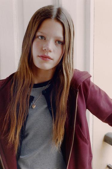 PLAIN ZIP-UP HOODIE - Burgundy by Zara