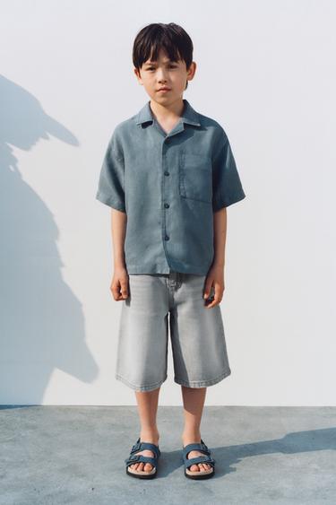 FLOWING LINEN BLEND SHIRT - Blue by Zara