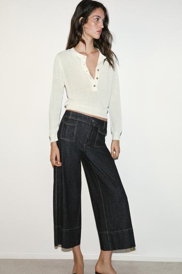 Z1975 CULOTTES DENIM TROUSERS - Black by Zara