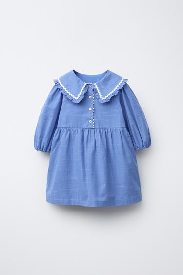 CHECK PRINT PETER PAN COLLAR DRESS - Blue by Zara - Image 0