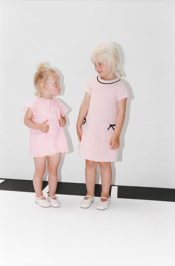 CONTRAST PIPING AND BOW DRESS - Pastel pink by Zara - Image 0