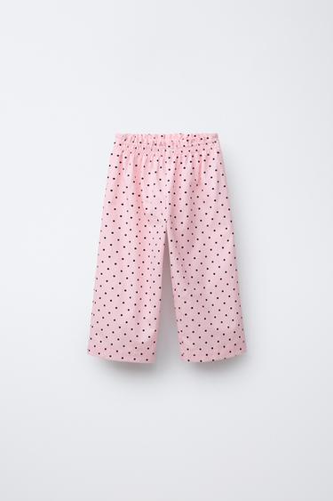 POLKA DOT PRINT STRAIGHT TROUSERS - Pink by Zara