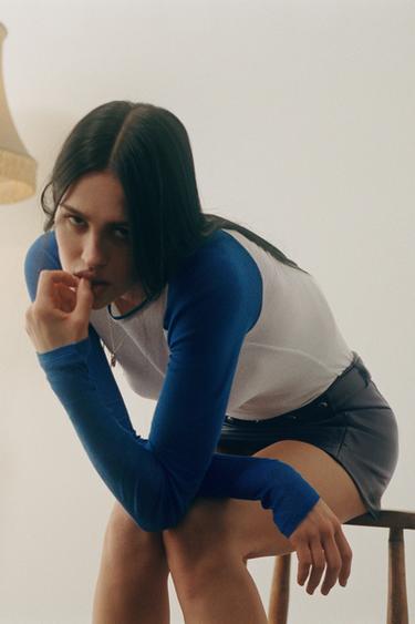 LOW-RISE FAUX LEATHER MINI SKIRT WITH STUDS - Blue by Zara