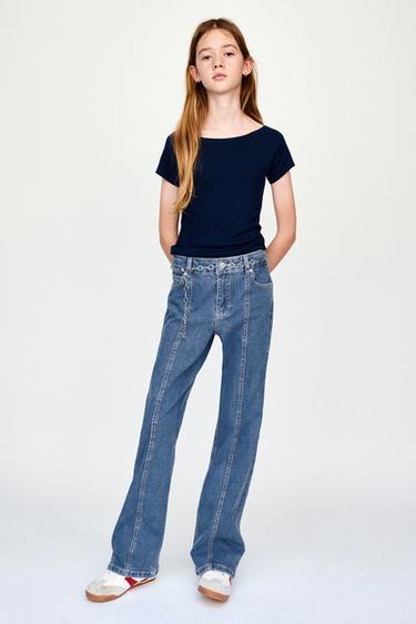 BOOT-CUT JEANS WITH STAR PATCHES - Blue by Zara