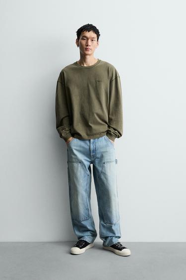 WASHED TEXTURED T-SHIRT - Khaki by Zara