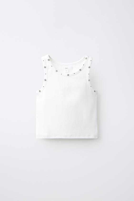 STUDDED STAR T-SHIRT - Oyster-white by Zara - Image 0