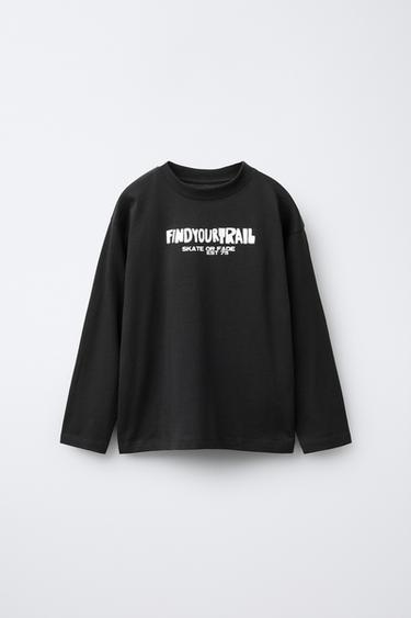 SLOGAN PRINT T-SHIRT - Dark anthracite by Zara