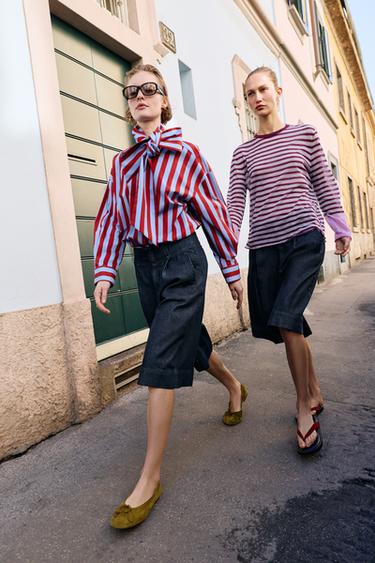 LONG BERMUDA SHORTS WITH DARTS - Blue by Zara