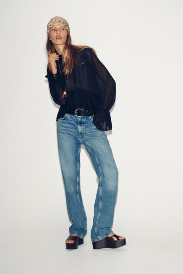 FLOWING RUFFLED BLOUSE - Black by Zara