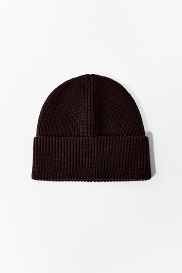 RIBBED TURN-UP BEANIE - Chocolate by Zara