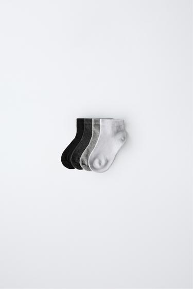 FOUR-PACK OF PLAIN ANKLE SOCKS - Grey by Zara