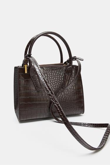 EMBOSSED MINI CITY BAG - Brown by Zara