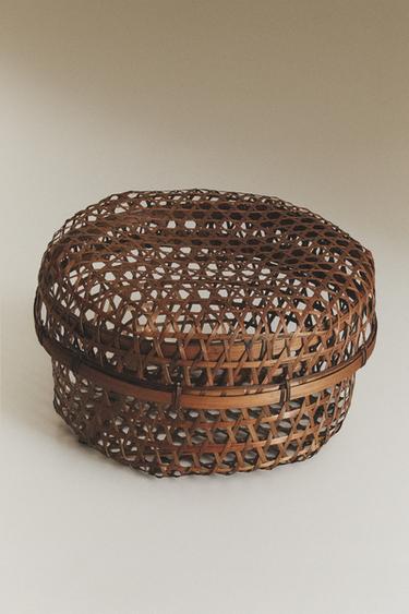 BAMBOO BASKET WITH LID - Light beige by Zara