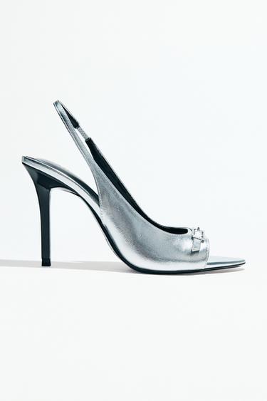 METALLIC HIGH-HEEL SANDALS - Silver by Zara