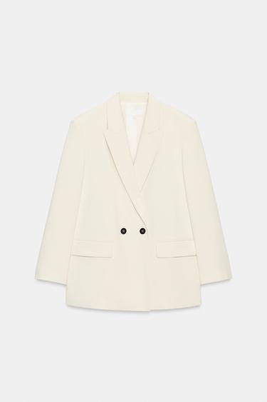OVERSIZED DOUBLE-BREASTED BLAZER - Oyster-white by Zara