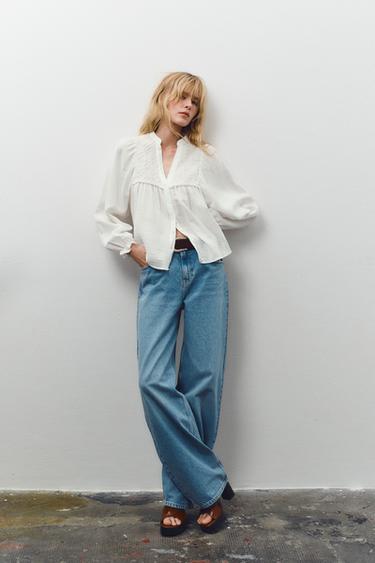Z1975 HIGH-WAIST WIDE-LEG TAPERED BELTED JEANS - Light blue by Zara - Image 0