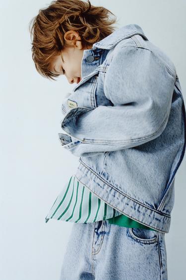 LABEL DENIM JACKET - Light blue by Zara