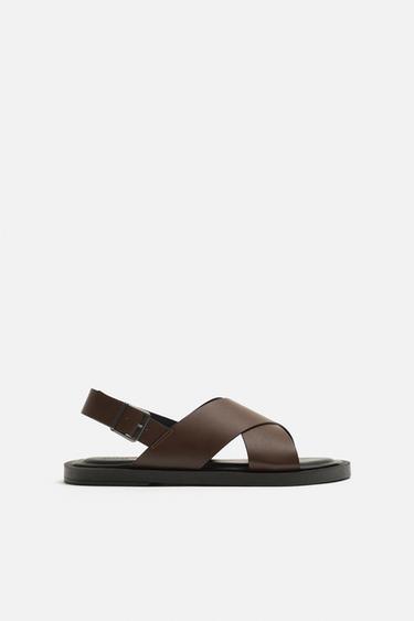 CROSSOVER SANDALS - Brown by Zara - Image 0