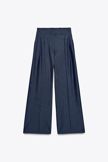 WIDE-LEG DARTED TROUSERS - Blue by Zara