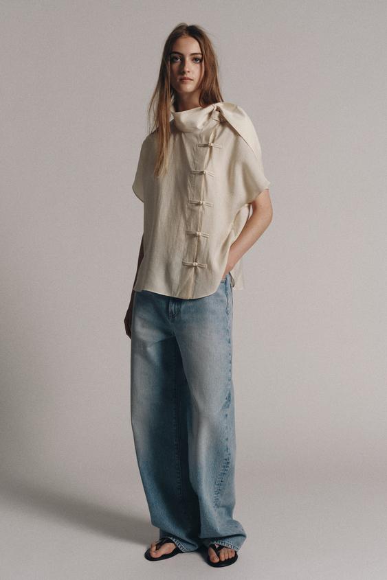 ZW COLLECTION BLOUSE WITH FROG FASTENING - Ecru by Zara - Image 0