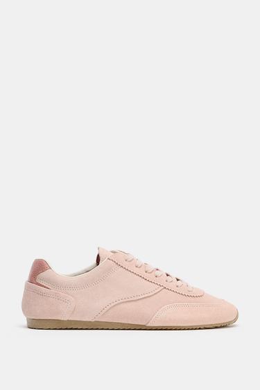 CONTRAST LEATHER TRAINERS - Pink by Zara