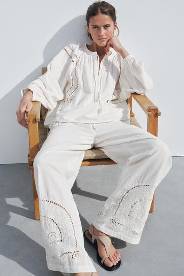 ZW COLLECTION EMBROIDERED SHIRT - Ecru by Zara