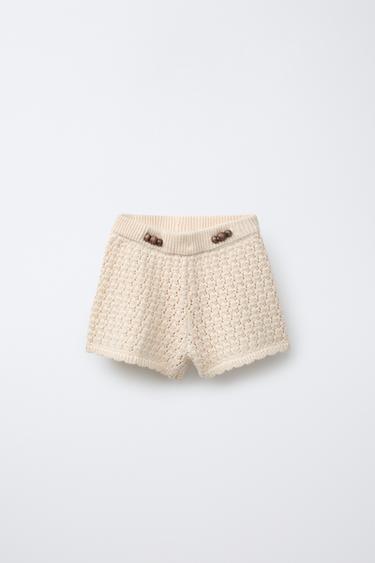 BEADED KNITTED BERMUDA SHORTS - Ecru by Zara