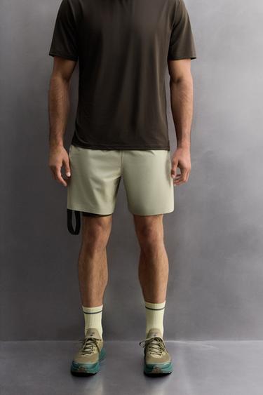 PERFORATED LIGHTWEIGHT SHORTS - Grey green by Zara