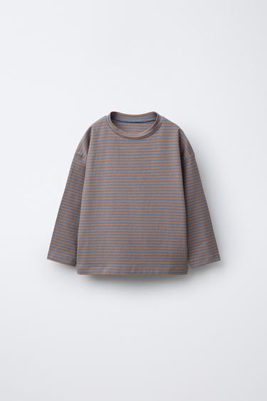 STRIPED T-SHIRT - Brown-Blue by Zara - Image 0