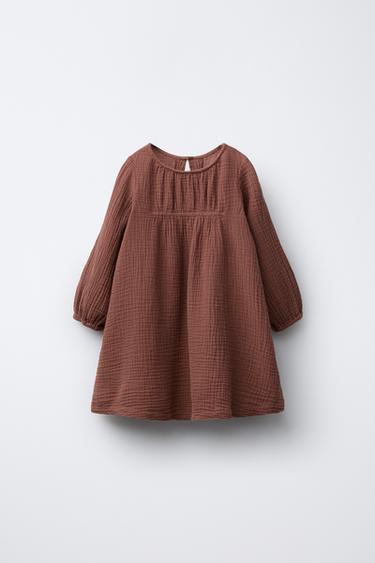 COTTON GAUZE DRESS - Brick by Zara