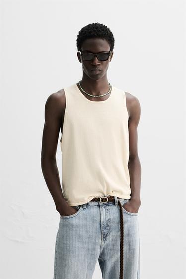 LIGHTWEIGHT KNIT TANK TOP - Ecru by Zara
