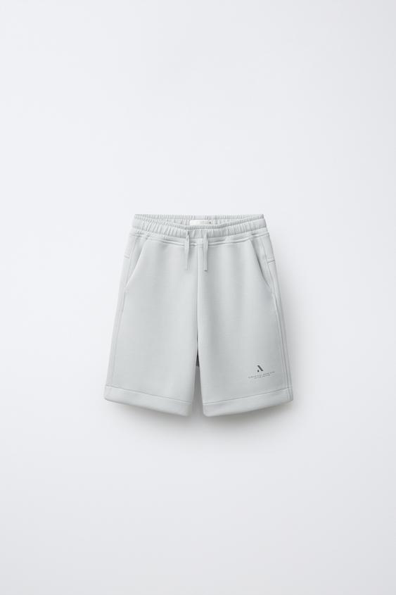 SPORTY LOGO BERMUDA SHORTS - Pearl grey by Zara - Image 0