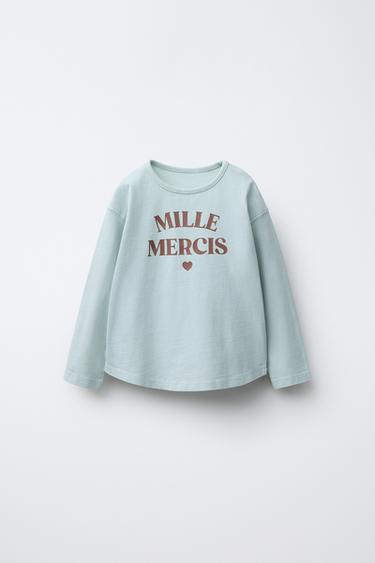 WASHED-EFFECT SLOGAN T-SHIRT - Mint by Zara