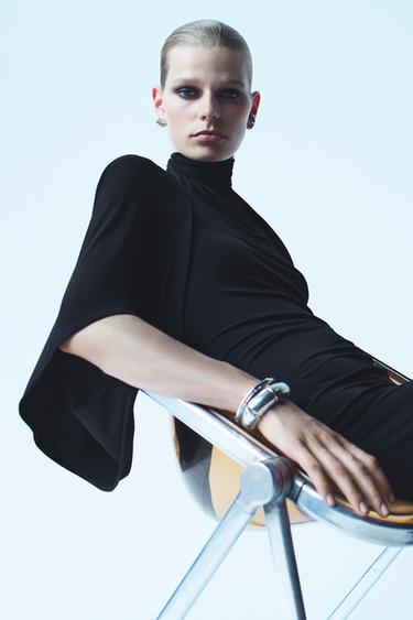 ZW COLLECTION ASYMMETRIC SLEEVE DRESS - Black by Zara