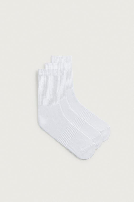 BASIC RIB SOCKS 3-PACK - White by Zara - Image 0