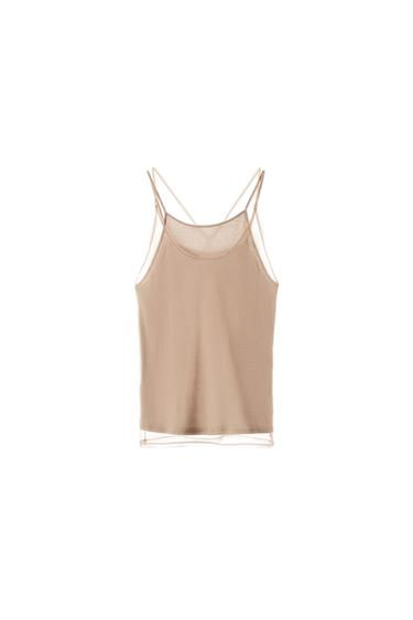 DOUBLE-EFFECT TULLE HALTER TOP - Beige-pink by Zara