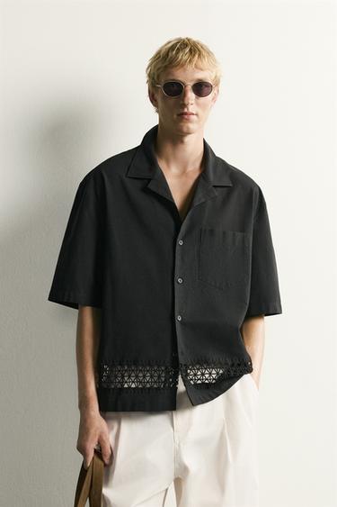 RELAXED FIT SHIRT WITH CONTRAST TRIM - Black by Zara