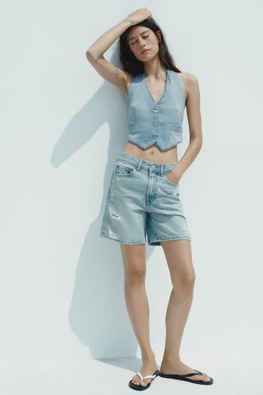 TRF DENIM WAISTCOAT TOP - Light blue by Zara - Image 0