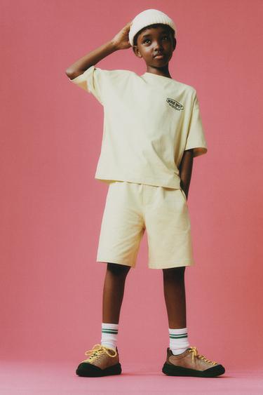 SLOGAN T-SHIRT AND BERMUDA SHORTS SET - Lime by Zara