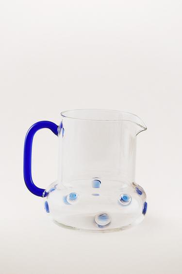 BOROSILICATE BUBBLE-EFFECT JUG - Blue by Zara