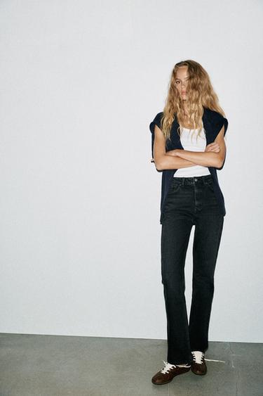 TRF HIGH-WAIST STRAIGHT LEG JEANS - Black by Zara - Image 0