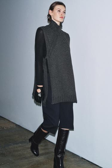 WOOL WAISTCOAT WITH OPENINGS - Grey marl by Zara