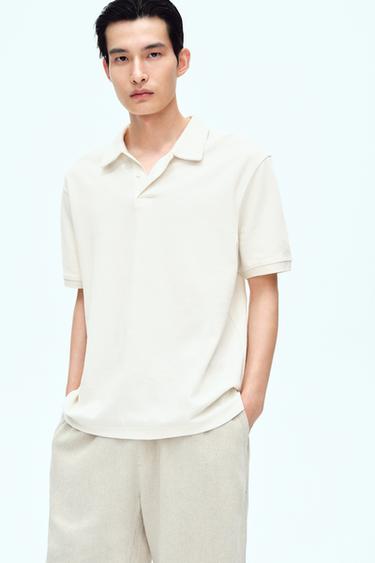 BASIC TEXTURED POLO SHIRT - Oyster-white by Zara