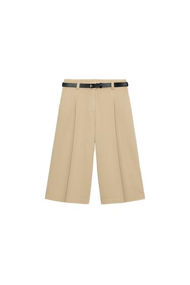 LONG BELTED BERMUDA SHORTS - camel by Zara
