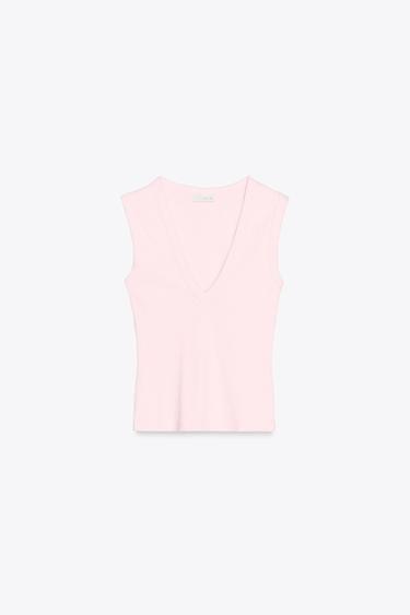 V-NECK TOP - Pastel pink by Zara
