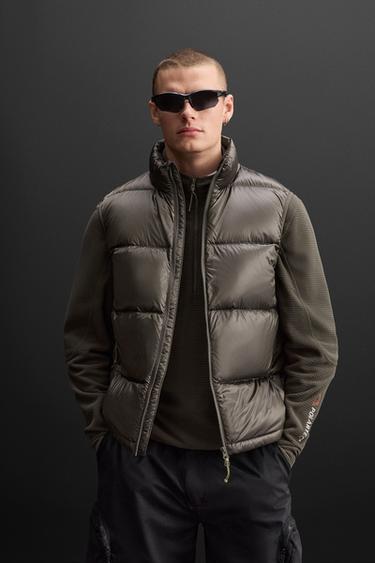 100% FEATHER DOWN PUFFER GILET - Grey green by Zara