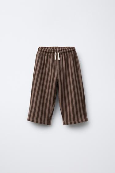 STRIPED STRAIGHT-LEG TROUSERS - Brown by Zara
