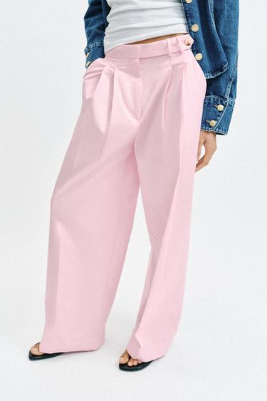 WIDE-LEG TROUSERS WITH DARTS - Pink by Zara