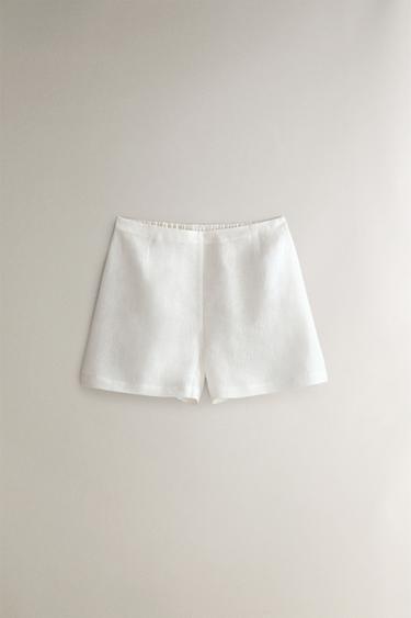 LINEN SHORTS - Oyster-white by Zara
