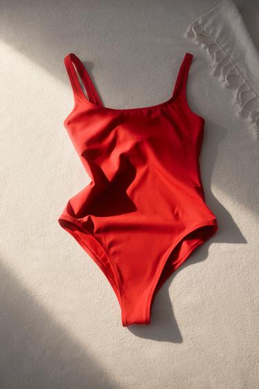BEACH SWIMSUIT WITH WIDE STRAPS - Red by Zara